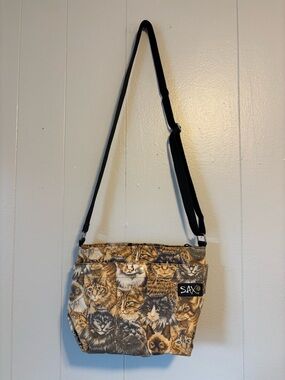 SAX Cat Print Crossbody Bag Adjustable Strap